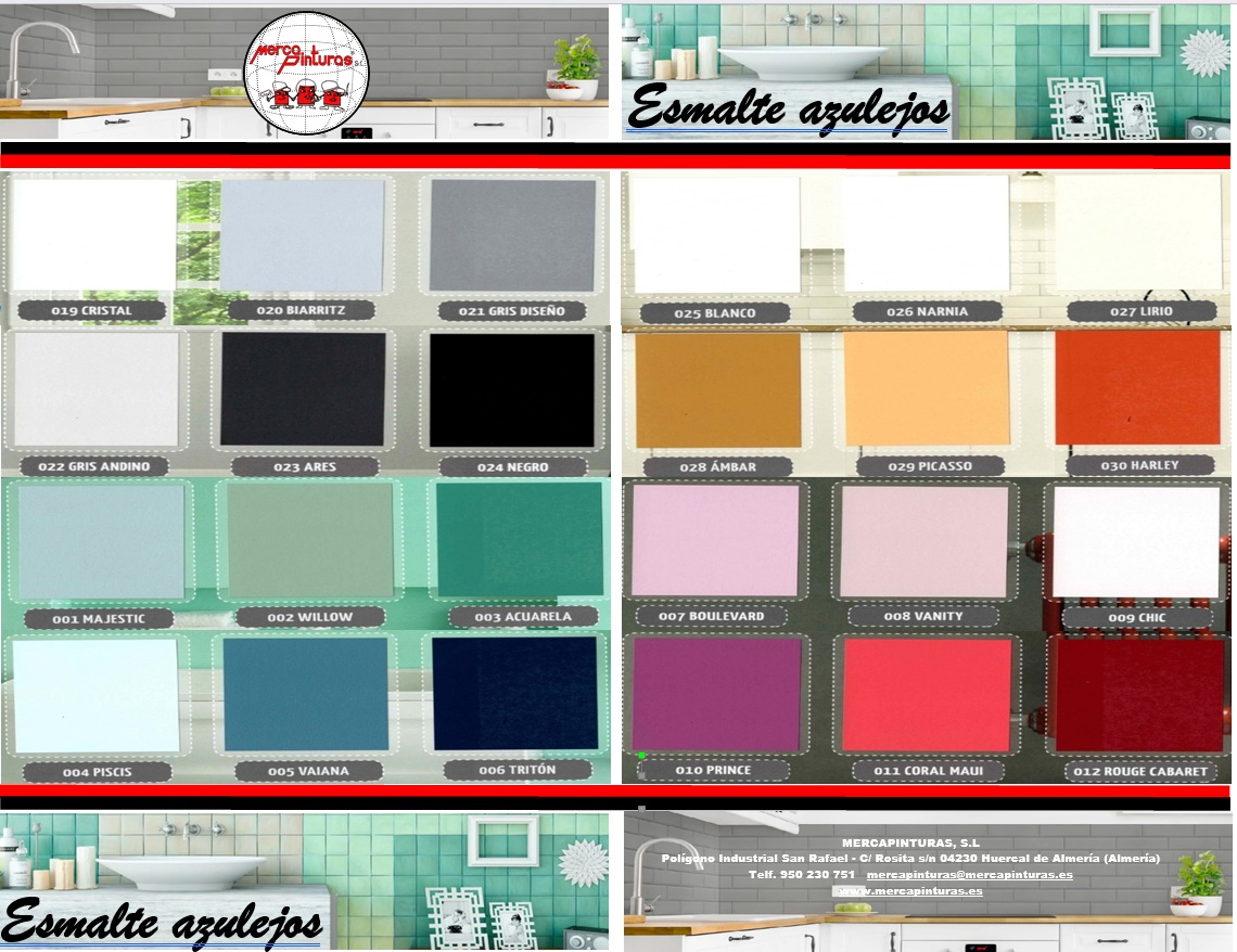 carta de colores esmalte azulejos mercapinturas