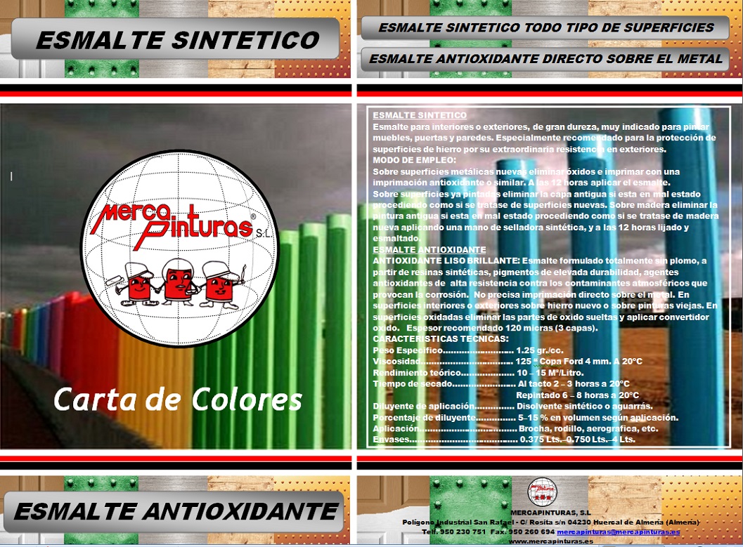 carta de colores esmalte sintetico