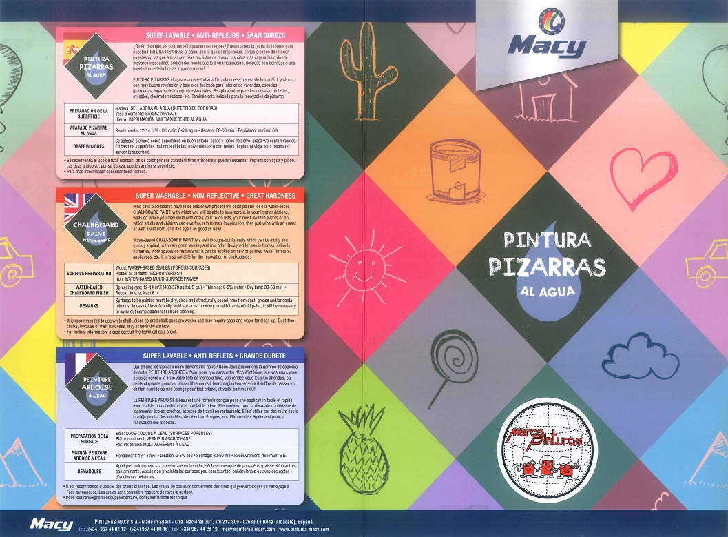carta de colores pintura pizarras